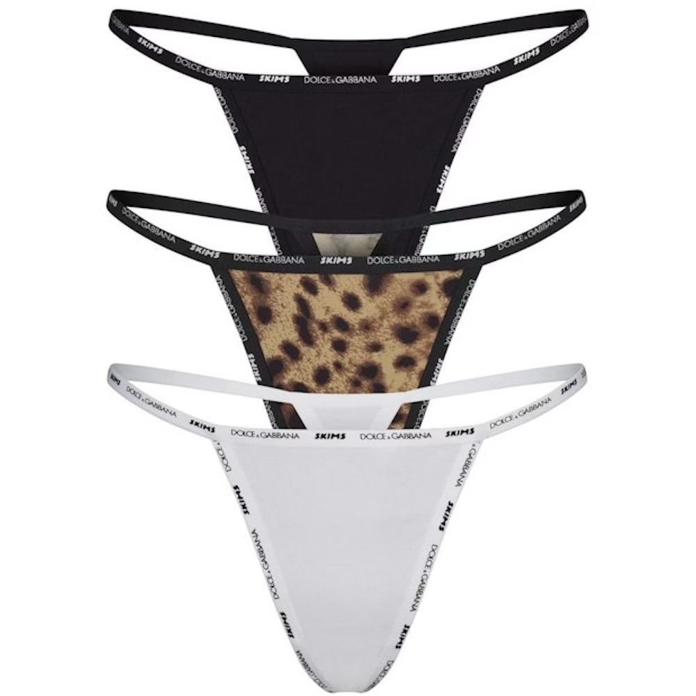 Dolce & Gabbana Black and Leopard Thong Duo